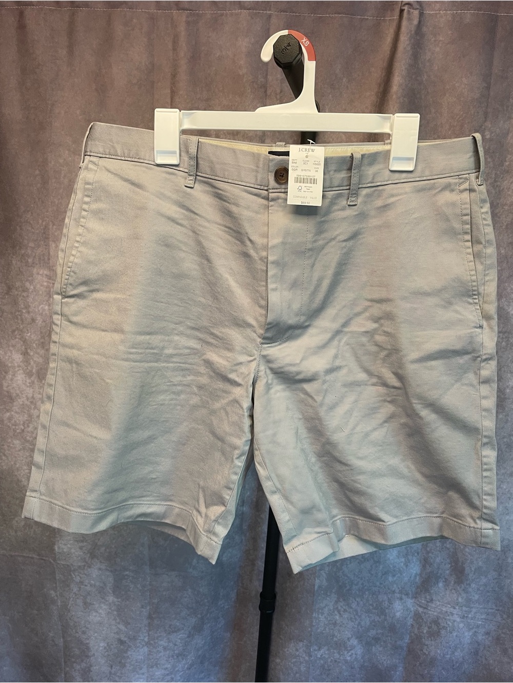 J. Crew Men's Light Gray Flat-Front Chino Shorts